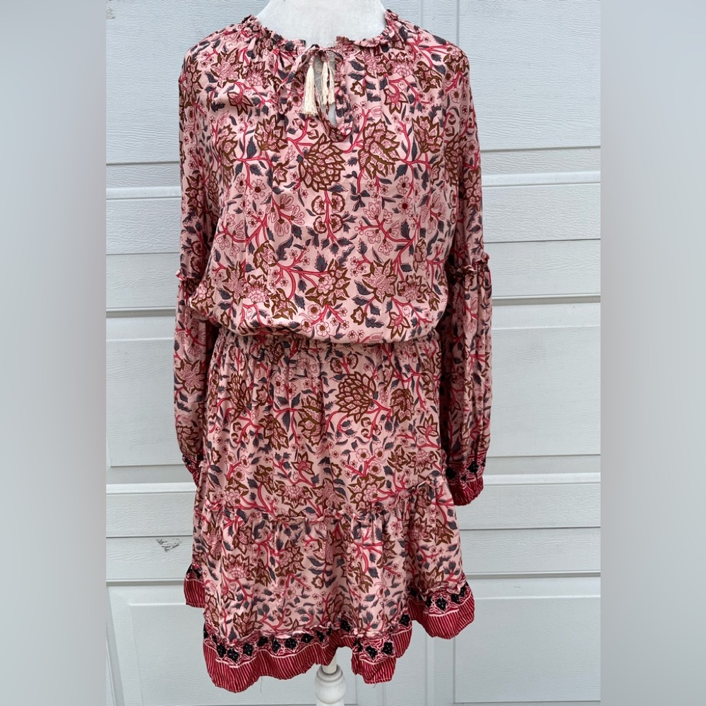 Natalie Martin 100% floral silk Maggie Merlot Floral Dress L